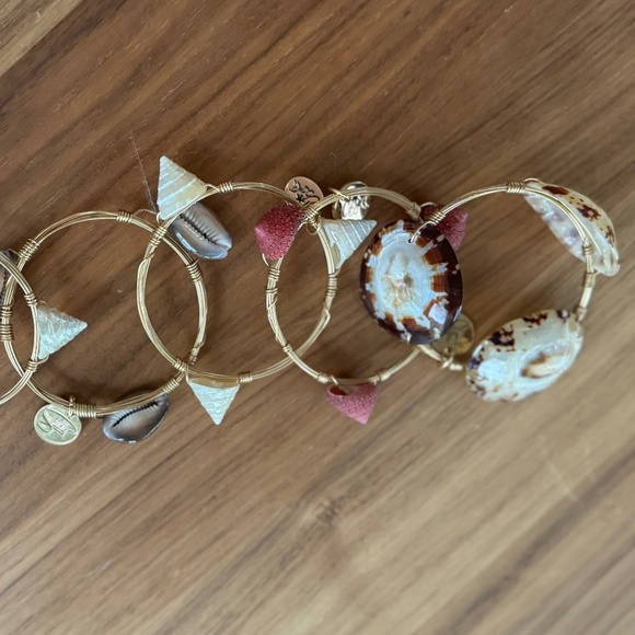 Shellie, Red, Handmade, Wire, Shell Bangle Bracelet - Picture 2 of 3